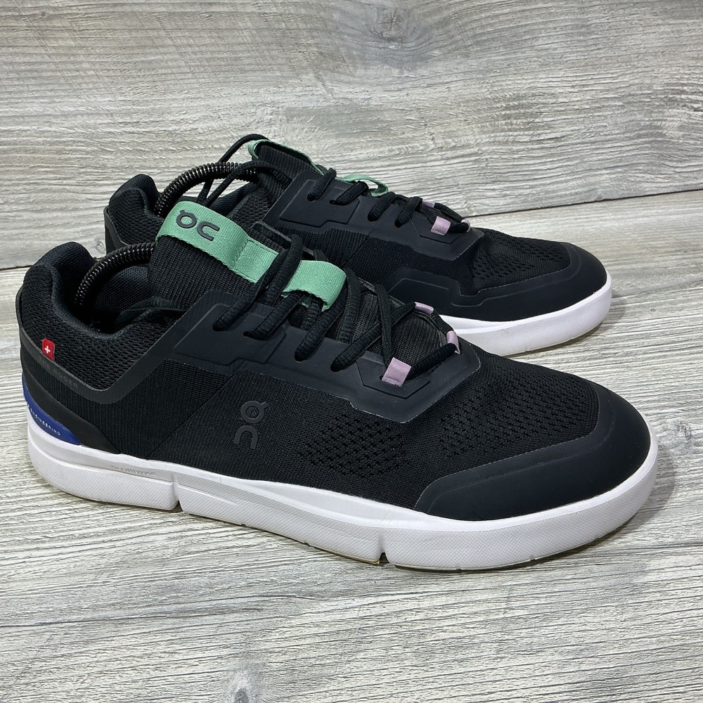 On Running The Roger Spin Shoes Mens Size 8.5 Black Indigo Tennis Sneakers